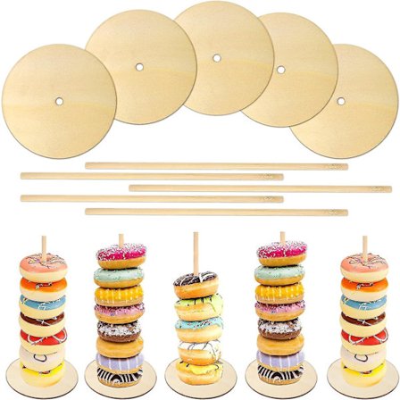5 Pack Trä Dessert Donut Tower Bar Trä Bagel Cake Dessertbord