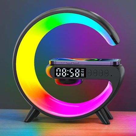 [LCS] Multifunktionel Trådløs Opladningsplade Stand Højttaler TF RGB Natlampe 10W Hurtigopladningsstation til iPhone Samsung Xiaomi Huawei
