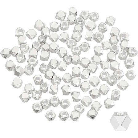 100 stk. Cube Spacer Perler Mini Hjørneløse Cube Firkantede Perler Facetterede Metalperler Diamantskåret Løse Perler til Perler DIY Smykkefremstilling