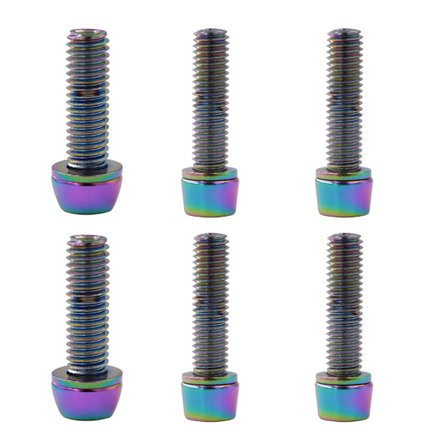 Cykelstyre Skruv Titanpläterad Färgrik Rostfritt Stål Avsmalnande Huvud Landsvägscykel Styrstam Bultar för Cykel-Styrstam Del