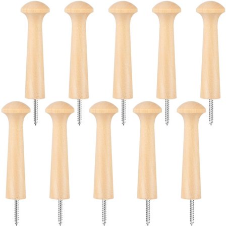 10-pak Massiv Trækroge, Træspiral Kroge Træ Ryste Stativ Træ Tøjkroge til Ophængning af Frakker Overfrakker Hatte Nøgler Håndklæder, Træfarve