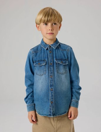 name it Nkmkim Oz Dnm Ls Shirt 6677-Oz T - Blue - 164