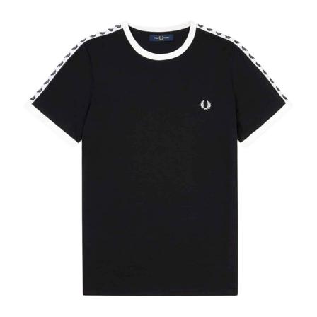 Fred Perry Taped Ringer T-Shirt , Zwart , Heren , Maat: M