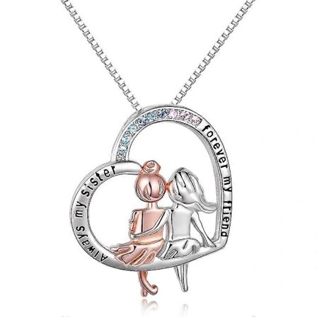 Søstergaver fra søster Sterling Sølv Hjerte Halskjede Kvinnelig vennskaps smykke