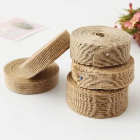 1-tomme X 101 Yards Jutebånd, Naturligt Jutevævsbånd Håndværksbånd Til Julebryllupsdekoration, 5 Ruller