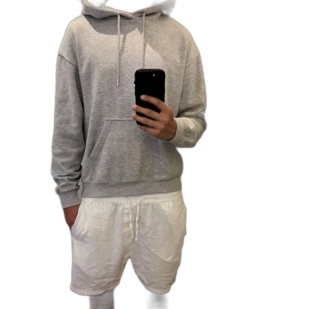 Grå H&M hoodie med huva och magficka