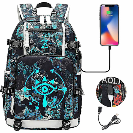 The Legend of Zelda: Breath of the Wild Eye Spillings USB Ryggsekk - Cosplay Student Skoleveske For Unisex - Reise Datamaskin Reise Laptop Vesker