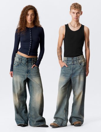 Weekday Dual Waistband Jeans U - Blue - 27