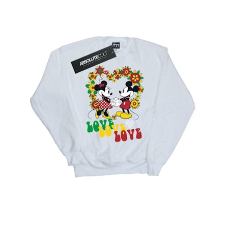 Disney Herr Mickey Och Minnie Mouse Hippie Love Sweatshirt S Vit
