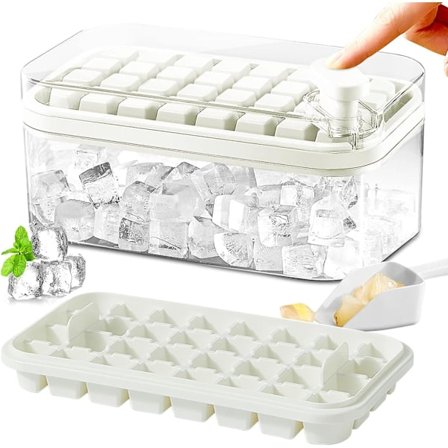 SDIGV Isbitbricka med lock och behållare, 2-pack för frys, 64 st isbitsform (grön)