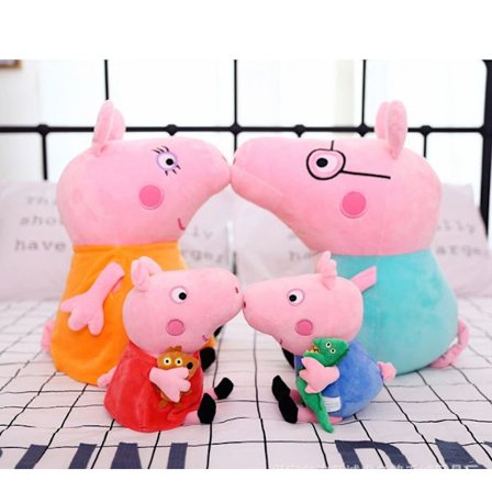 4-pak Peppa Pig Plys Legetøj Peppa Pig Familie 30cm Gris Mor Gris Far 25cm Peppa Pig Plys Dukke Legetøj Børns Gave
