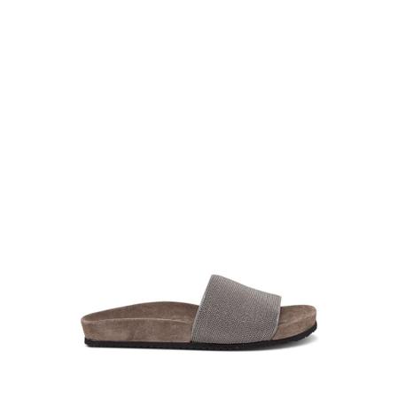 Brunello Cucinelli, Monili Sandals Grijs, Dames, Maat:40 EU,suede