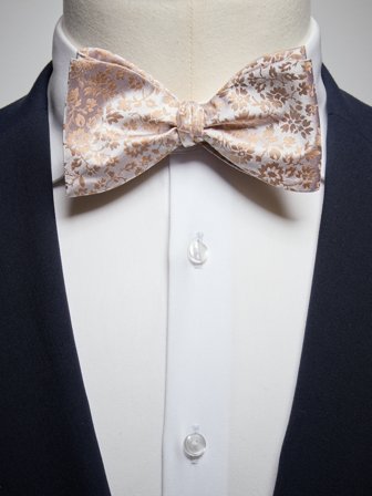 John Henric Men's Beige Blumen Selbstgebundene Fliege Seide Size Self-tied