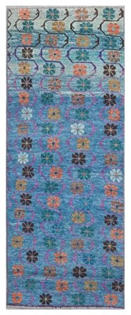 Handgeknoopt Moroccan Berber - Afghanistan 79X211 Wol Vloerkleed Donkerblauw/Zwart Klein