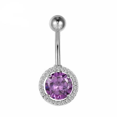 Ljusa CZ G23 Titan navelpiercing 14G 12mm