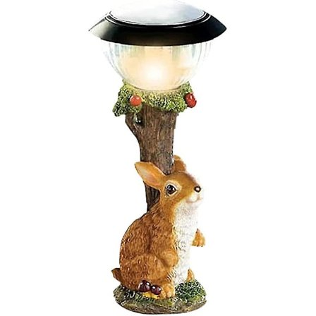 LED Solcelledrevet Lys, LED Solcellelys Lille Dyreskulptur Harpiks Statue Lampe Have Dekoration (1 stk, Gul)