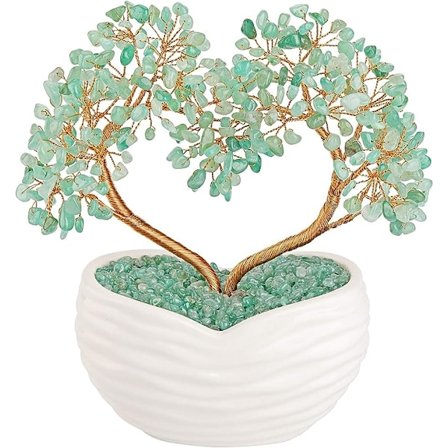 Naturlig Grøn Aventurin Helbredende Krystaller Hjerte Penge Træ Reiki Ædelstene Kvarts Bonsai Træ Feng Shui Ornament Håndlavet Dekoration til 