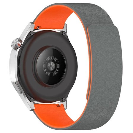 Urrem Huawei Watch GT 4 41mm Cloud Wood Grain Universal 18mm Silicone Magnetisk Strap - Grå + Orange