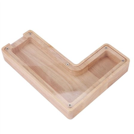 Træ Personlig Sparegris Legetøj Alfabet til Børn Penge Pot Mønt Voksne Sparebøsse Brev Dekor (Alfabet-L)