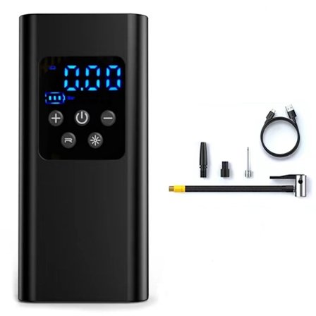 ING Oppladbar sykkelpumpe, bærbar kompressor, LED nødlys, TYPE-C