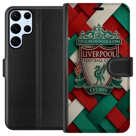 Yhteensopiva Lompakkokotelo Samsung Samsung Galaxy S22 Ultra 5G Liverpool Football Clubin tunnus, jossa You'll Never Walk Alone voimakkaassa graafises