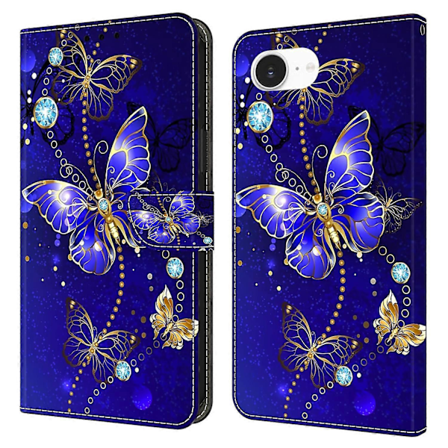 Skal för iPhone 16e med 3D-mönster PU Läder Plånboksfodral med Ställ