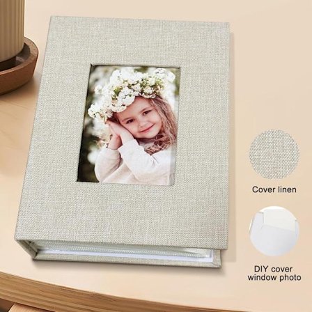 Fotoalbum 4x6 – 100 rum, linnedbetræk, lysegrå