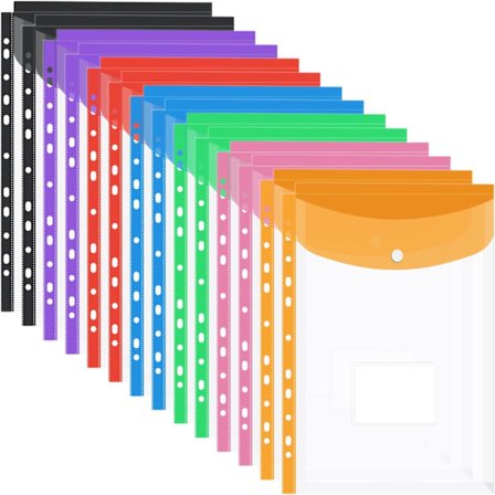 Paket med 12 Utbyggbara A4 Plastfickor, Utbyggbara A4 Hålslag DXGHC