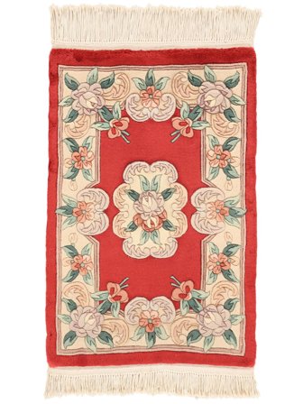 Håndknyttet Kina 90 Line Teppe 60X90 Beige/Rød