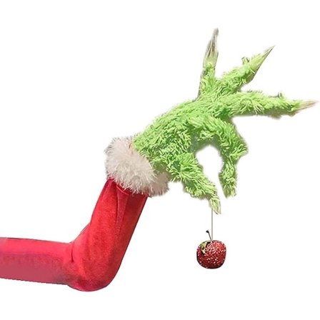 Grön Luddig Armhuvud för Julgransdekorationer, Jultomte Kroppsdekorationer Stole Jul, Luddig Plyschdocka Grön Grinch För