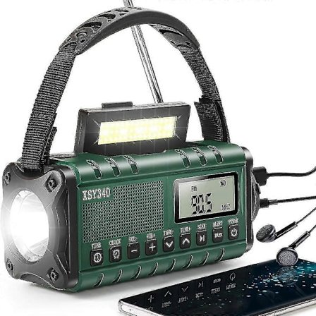 Bærbar FM Radio grøn, 5000mAh Solcelle Radio, USB Oplader Solcelle Radio med Nød SOS Alarm, Lommelygte og Læselampe