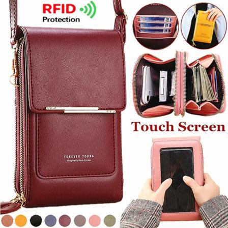 Crossbody Axelväska För Kvinnor Mobiltelefon,korthållare Plånbok Red Wine