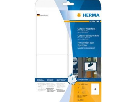 Herma Special - Polyetylen (PE) - matt - selv-adhesiv - hvit - 99.1 x 139 mm 40 etikett(er) (10 ark x 4) filmetiketter