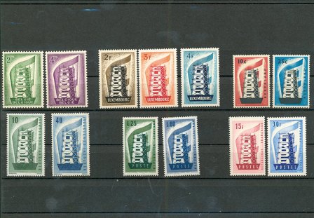 Europamærker 1956 - Den første fælles udgivelse i Europa - 13 frimærker - Postfrisk