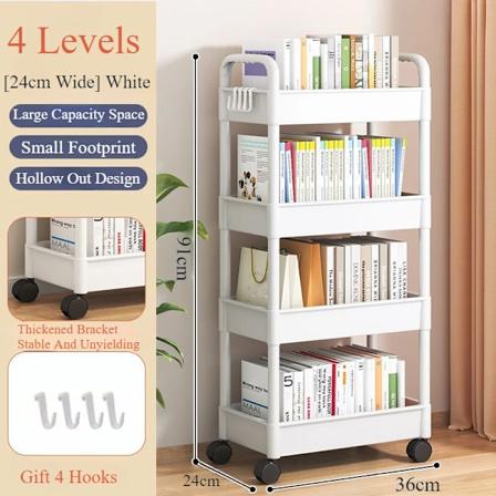 Mobil Opbevaringstrolley Vogn Multi-lags Stativ Vogne Multifunktionel Husholdnings Snackvogn Opbevaringshylde Multi-etagers Snacks Stativer 4 Tier 