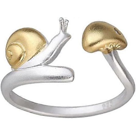 Sött svamp snigel ring kreativ tecknad snigel örhängen justerbara guld och silver snigel svamp smycken för flickor