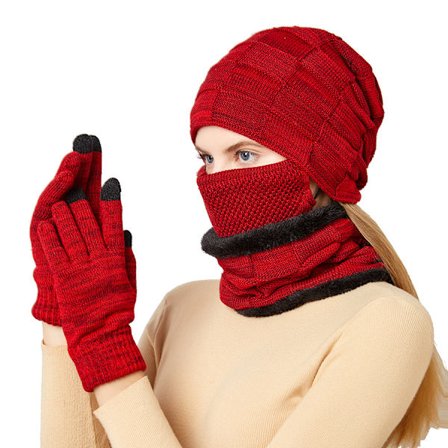 4-delt varmt sæt med hue, halstørklæde, maske og handsker til mænd og kvinder