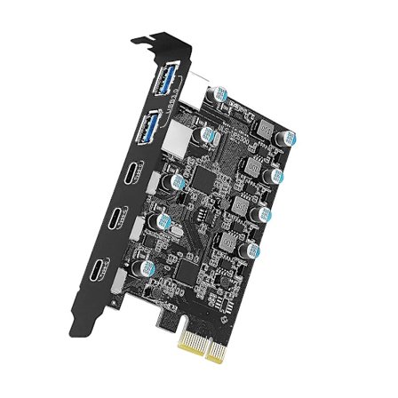 PCIe Udvidelseskort til 5 Porte (3X USB C, 2X USB 3.0-A) PCI Udvidelseskort til /8/7 og OS 10.8.2