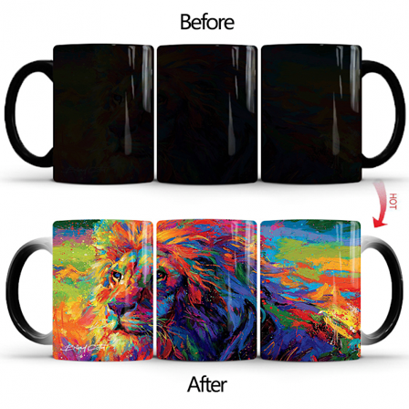 Varmefølsom Kaffekopp, Løve Varmeaktivert Fargeskiftende Kopp, 33 cl F