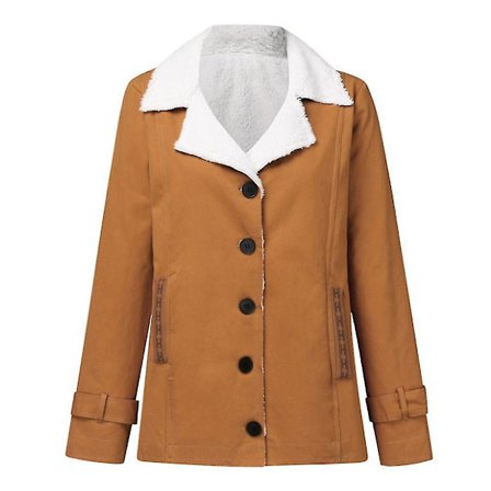 Vinterjakker til kvinder, fleeceforet kort frakke med knaplukning, hoftelang