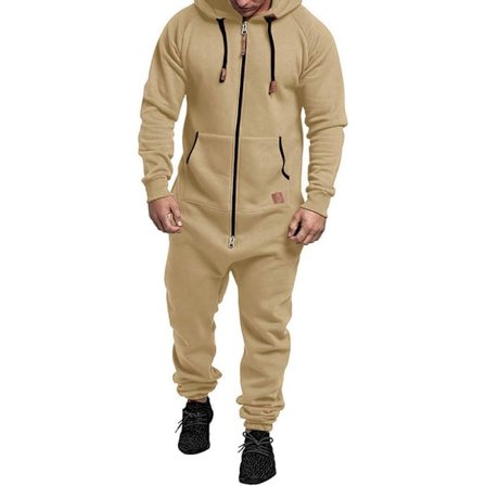 Mænds Hættetrøje Jumpsuit Lynlås Én-delt Pyjamas Playsuit