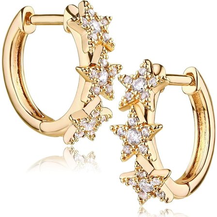 Örhängen Guldpläterade Kraftiga Tjocka Creol Diamant Kubisk Zirkoni Inläggning Sleeper Tiny Delicate Boho Strand Enkla Hyp