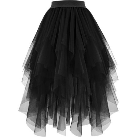 Elegant sort mesh A-line midi nederdel: Alsidig og stilfuld til fester og hverdagsbrug XXL