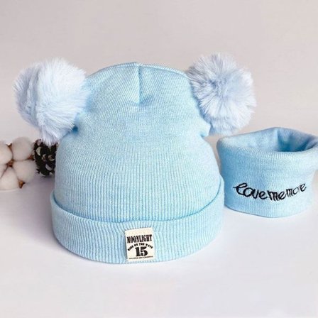 Strikkelue for barn Baby luehette SKY BLUE STYLE 2 STYLE 2