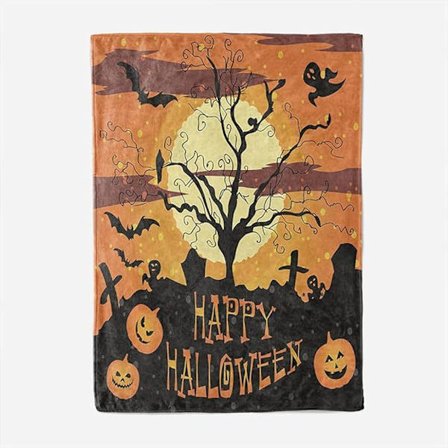 Halloween Tæppe - Plys Halloween Tæppe - Hyggelig Flanel Grå Halloween Dekoration til Fest Sofa Seng Stue 50"x60" Stil 7