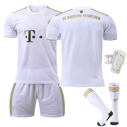 22-23 Bayern udebanetrøje hvid nr. 17 Mane 6 Kimmich 4 De Ligt 25 Muller 10 Sane fodboldtrøje No Size Socks + Gear S