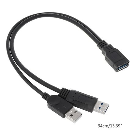 USB 2.0 A Hane till USB Hona 2 Dubbel Strömförsörjning USB Hona Splitter