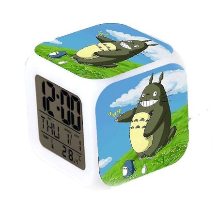 totoro Thermometer Glowing Cube Alarm Clock Led Colorful Color With Date