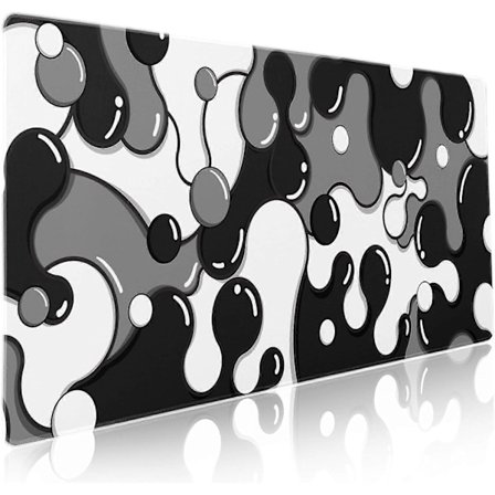 Svart Hvit Grå Musematte XXL Anime Kul Geometrisk Japansk Utvidet Skrivebordsmatte 90X40 CM Sklisikker Gummibase Sydd Kant Stor Musematte for Gaming L
