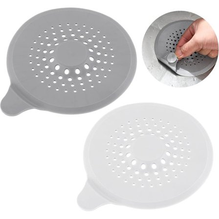 Silikone afløbssi til brusebad og vask med sugekop og afløbsdæksel, vaskesi til vask, badekar og brusebad